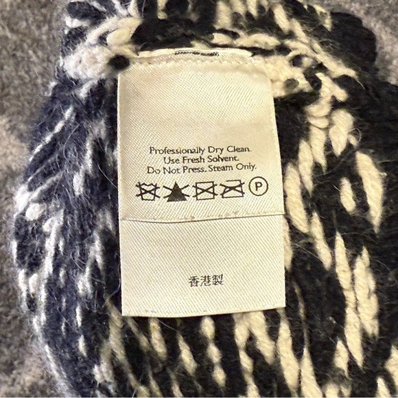 Vtg Eddie Bauer Chunky Knit Black Cream Sweater Lambswool Rabbit Blend Size M - Picture 5 of 7